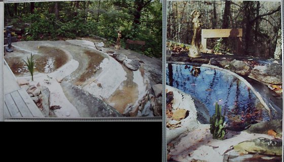 Upper 3 levels of a 3 part pond/fountain/waterfall